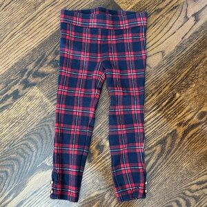 Janie and Jack - Toddler Girl - Tartan Button Cuff Ponte Pant - Size 4